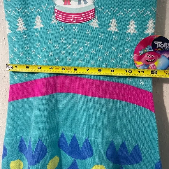 Trolls World Tour Trolls Girl's Poppy Sweater Knit Dress (Blue/Pink, 7-8) - Picture 11 of 14